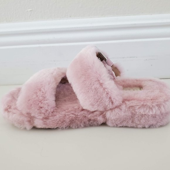 UGG PINK CRYSTAL FUZZ YEAH SLIDE SHEEPSKIN SLIPPER - Picture 3 of 8